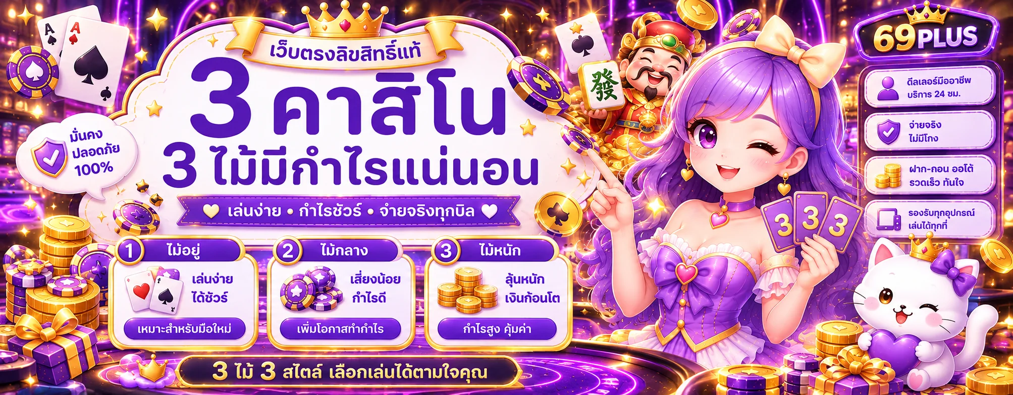คาสิโนออนไลน์ 69PLUS พร้อมโต๊ะยอดนิยม